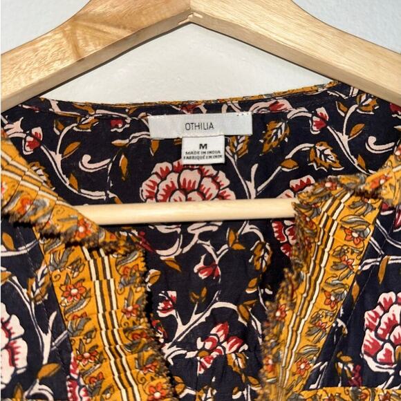 Anthropologie Othilia Sera Ruffled Blouse Black Floral Boho Fall Top Medium - Picture 4 of 8
